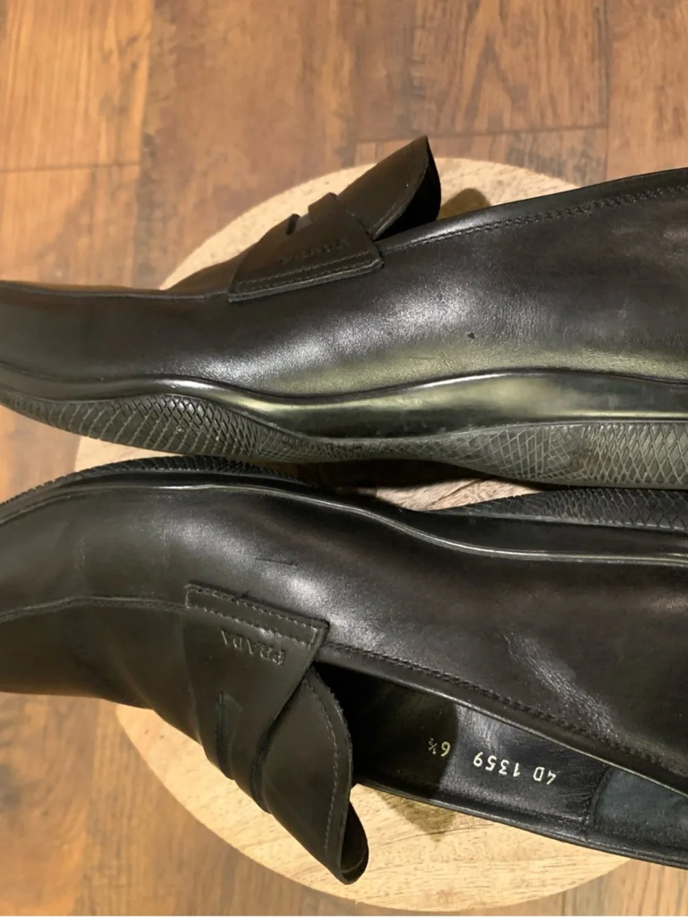 Prada Black Leather Men's Slip-On Loafers - Picture 3 of 9